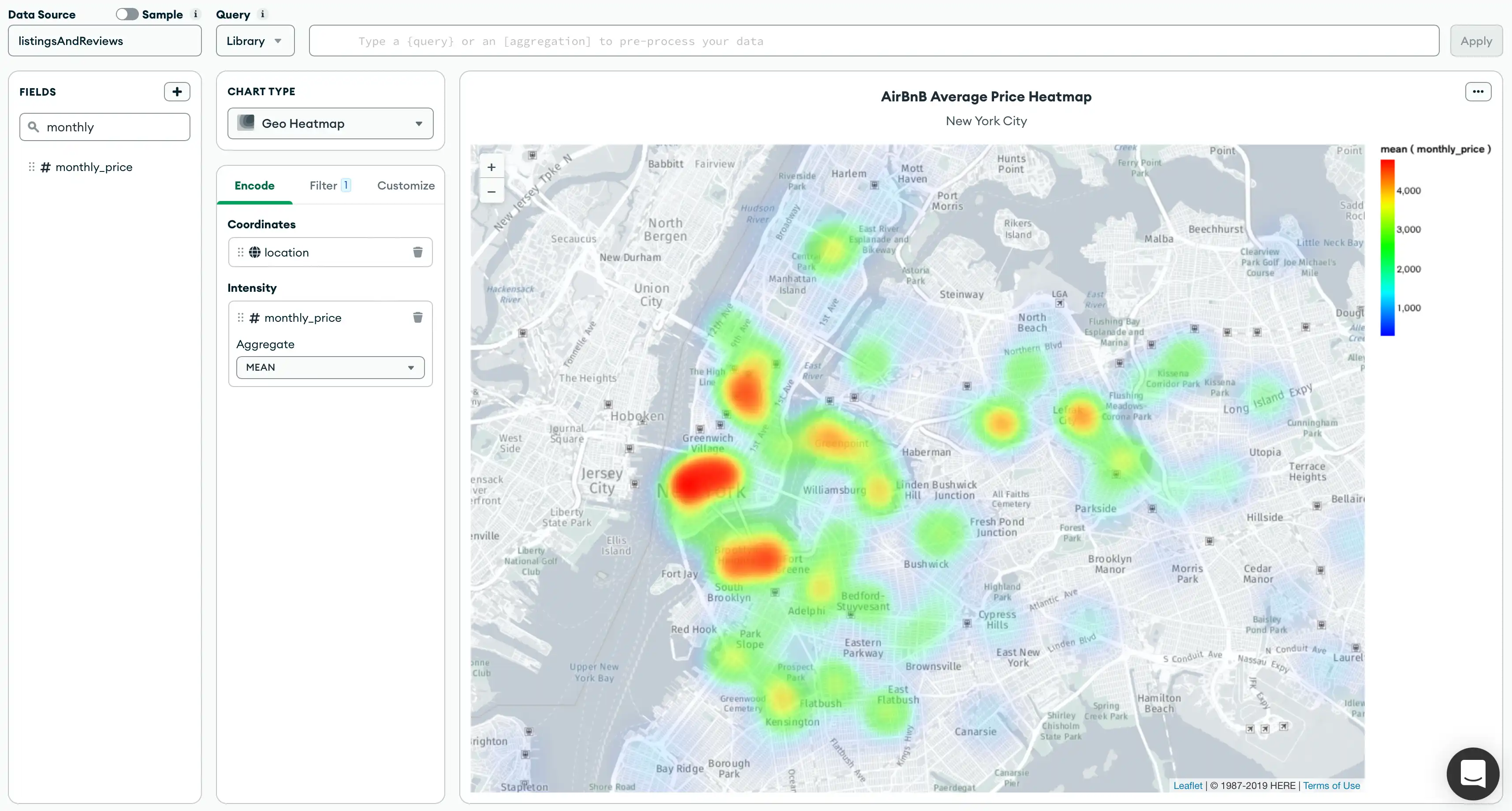 Geospatial heatmap example
