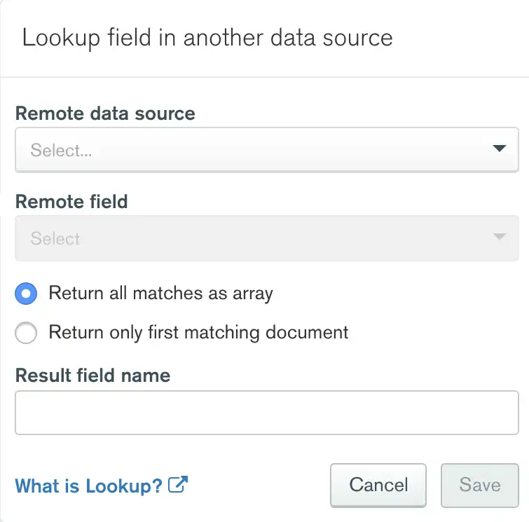 Lookup field modal window