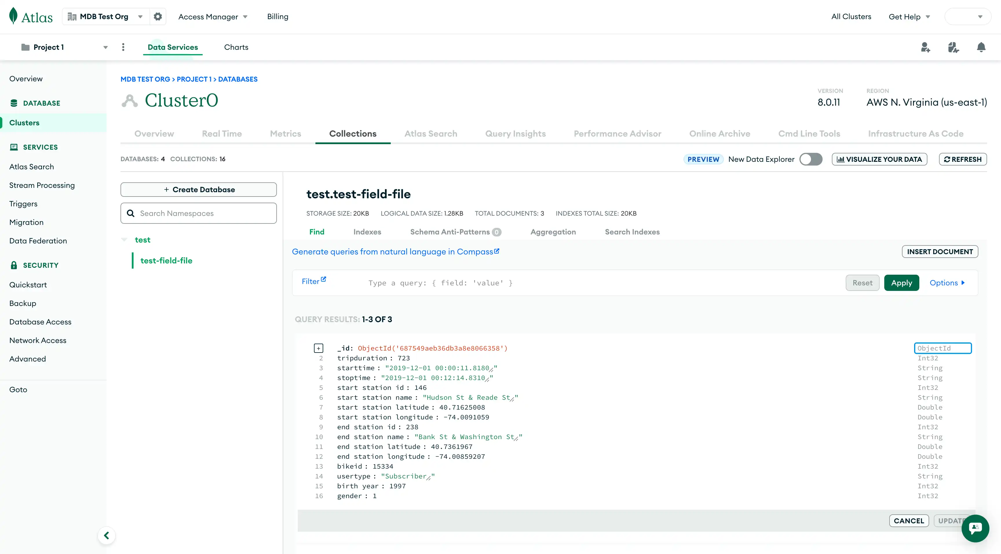 Import a CSV file with field types